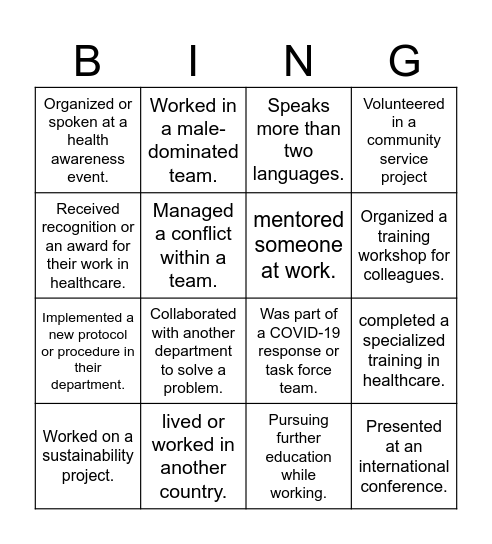 Leadership Connect Bingo Card