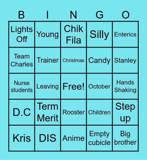 Send off Bingo Card