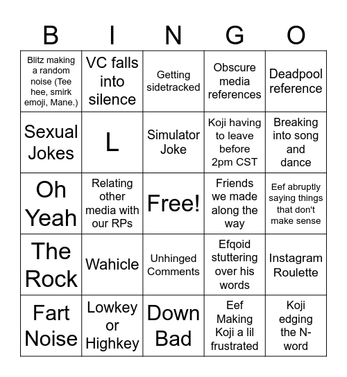 Legion Bingo Game! Bingo Card