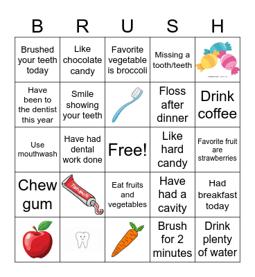 Oral Hygiene Bingo Card