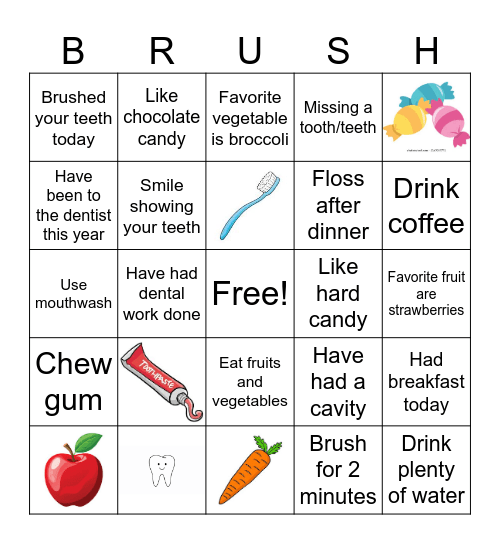 Oral Hygiene Bingo Card