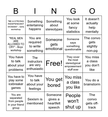 TOMORROW MAN/WOMAN Bingo Card