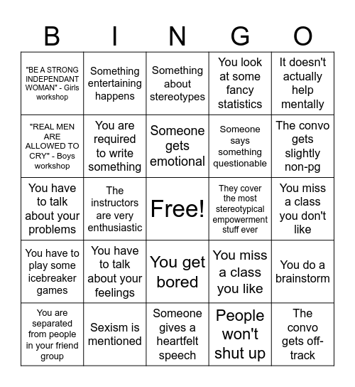 TOMORROW MAN/WOMAN Bingo Card