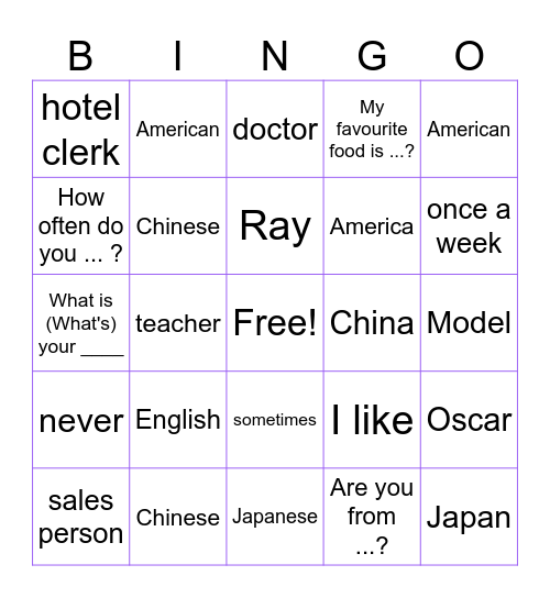 Bingo Card