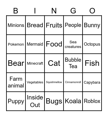 Raelyn's Colouring Bingo Card