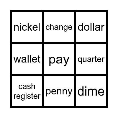 Money Bingo Card