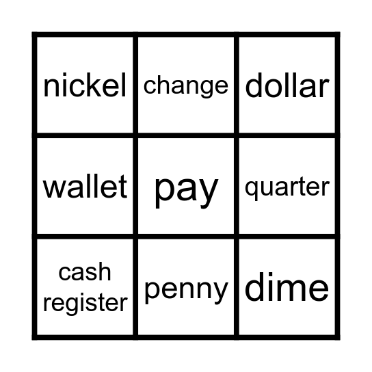 Money Bingo Card