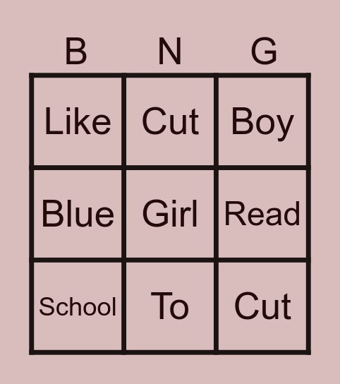 Popcorn Words Bingo Card