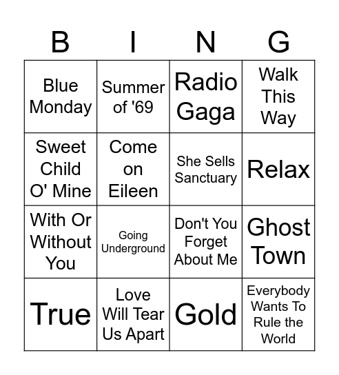 Muziekbingo Card