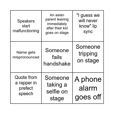 Graduation Bingo Card