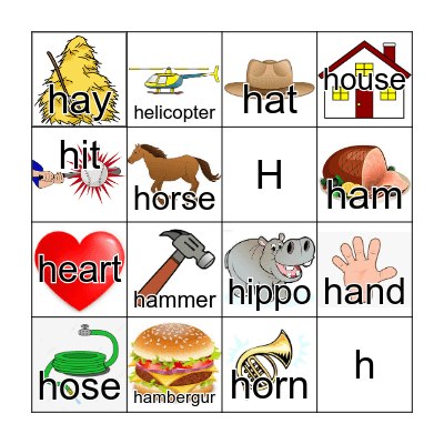 Letter  Hh Bingo Card