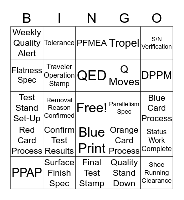 COMPANY BINGO Card