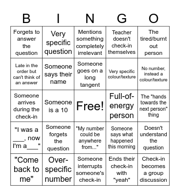 Theatre Check-in Bingo Card
