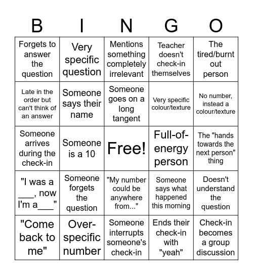 Theatre Check-in Bingo Card