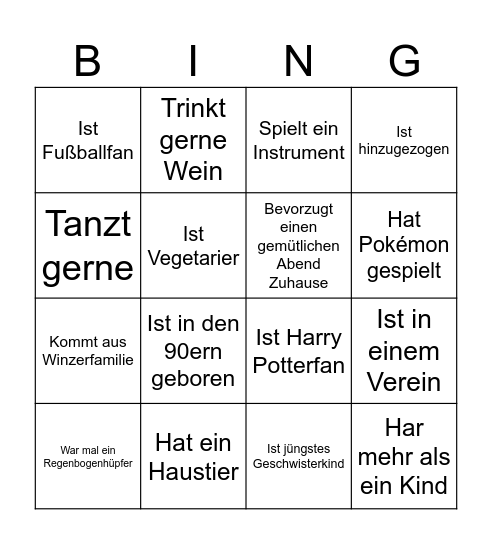 Eltern - Bingo Card