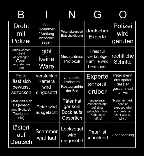 Achtung Abzocke Bingo by Skuuii Bingo Card