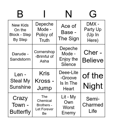 Music Bingo Card