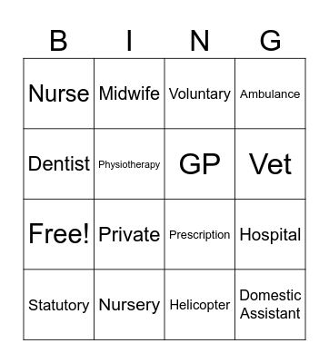 HSC Services Bingo Card