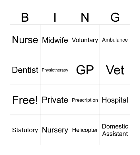 HSC Services Bingo Card