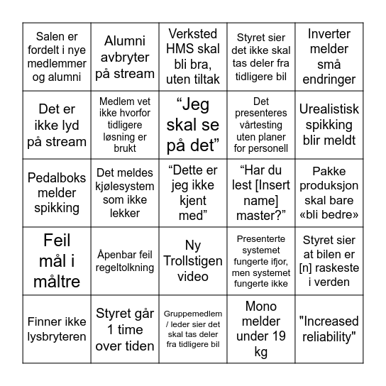 Concept Review Team 2025 Bingo Card