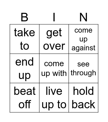 Phrasal verbs Bingo Card