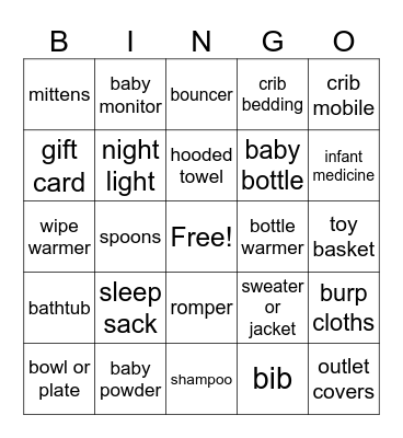 B A B Y   B O Y Bingo Card