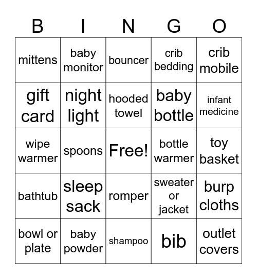 B A B Y   B O Y Bingo Card