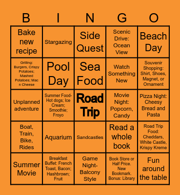 VACATION BINGO Card