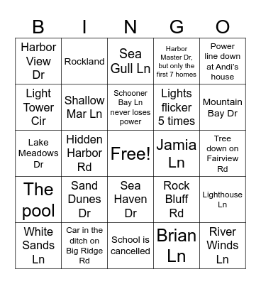 Hidden Harbor Storm Bingo Card