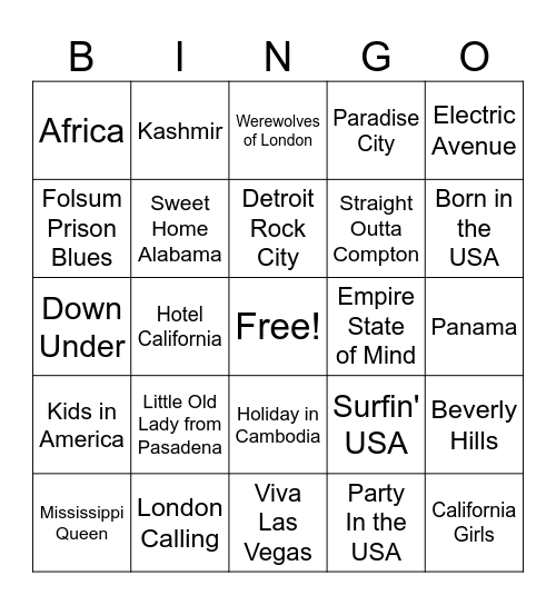 The Places You'll BinGO Card