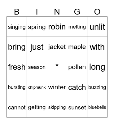 Spring Fever Bingo Card