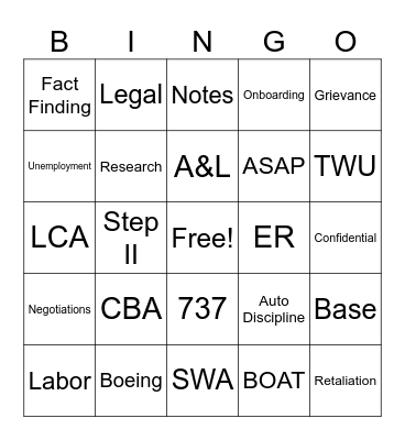 BOAT BINGO Card