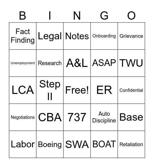 BOAT BINGO Card