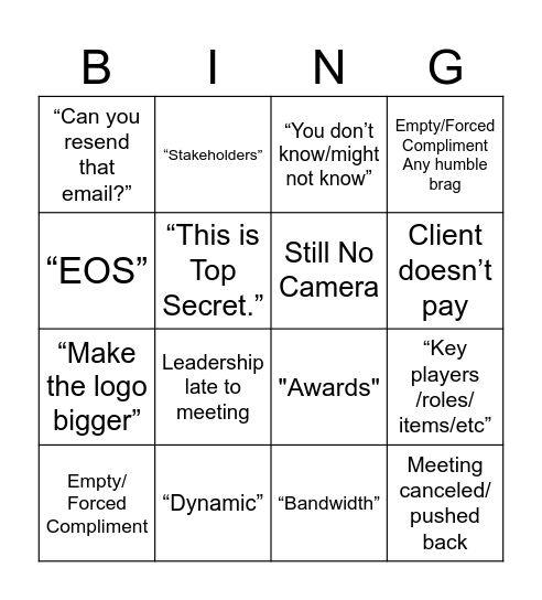 Buzz-Word Bingo Card