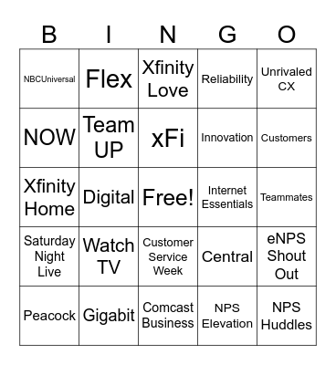 Customer Service Week Bingo Card