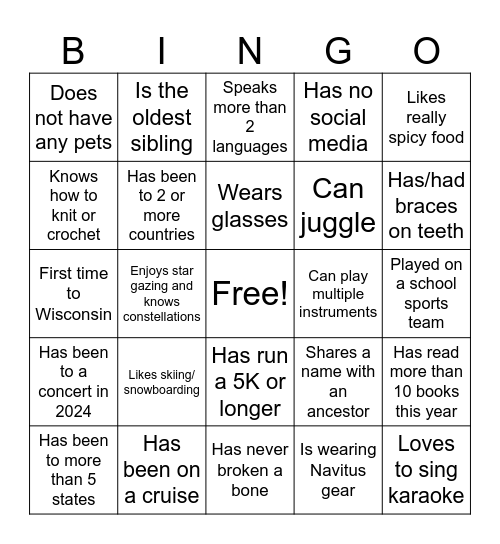 Ice Breaker Bingo! Bingo Card