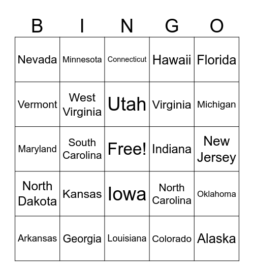 STATE BINGO Card