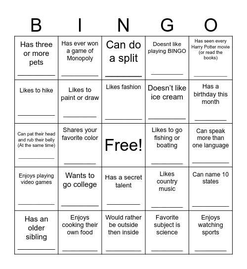 Find Someone Who… Bingo Card