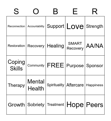 Recovery BINGO Card