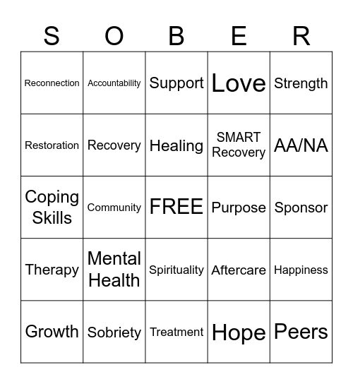 Recovery BINGO Card