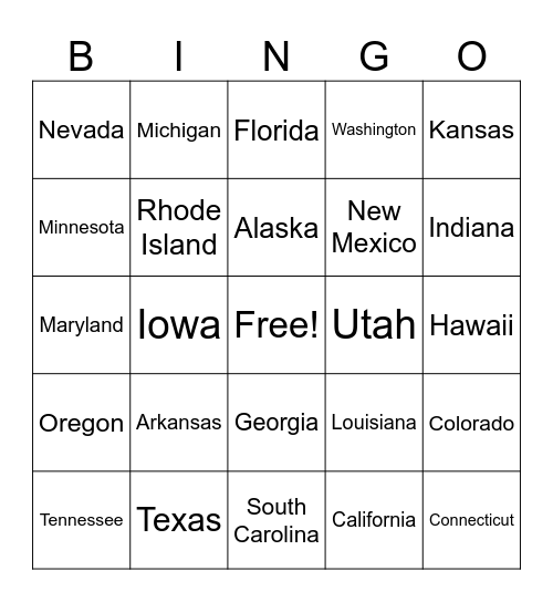 STATE Bingo Card