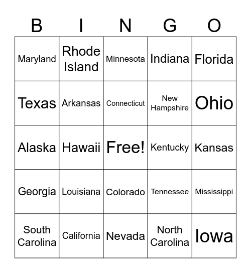 STATE Bingo Card