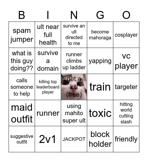 Jujutsu Bingo Card