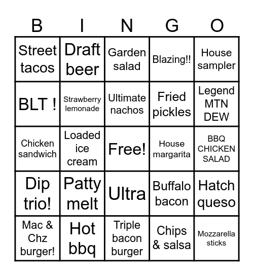 Service challenge Bingo Card