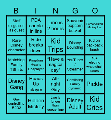 Disney Bingo Card