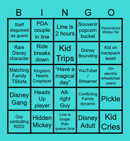 Disney Bingo Card