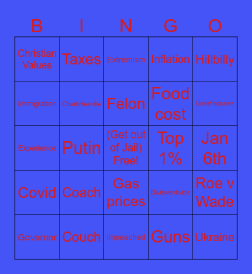 Walz/Pence VP Debate Bingo Card