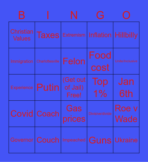 Walz/Pence VP Debate Bingo Card