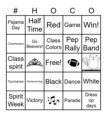 Homecoming Bingo Card