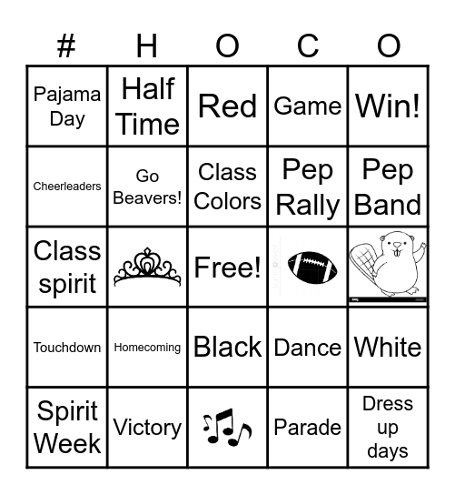 Homecoming Bingo Card